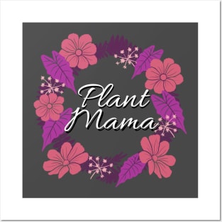 Plant Mama - Pink & Purple Plant Wreath Posters and Art